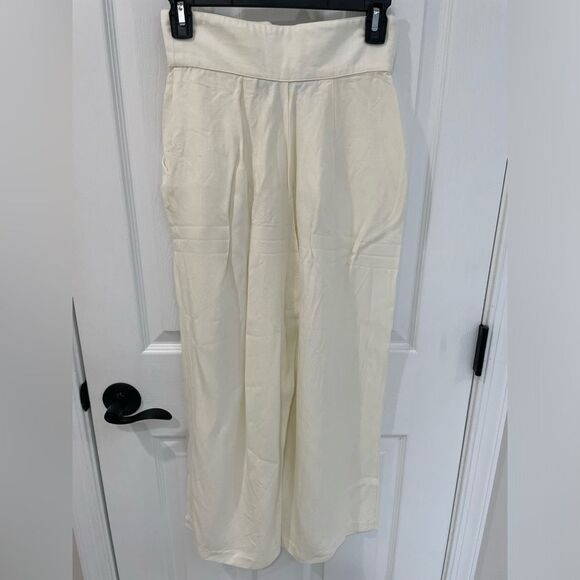 Tina Hägen Vintage Cream Broach Polyester Wide Leg Pants Women’s Size P Small - Picture 2 of 6